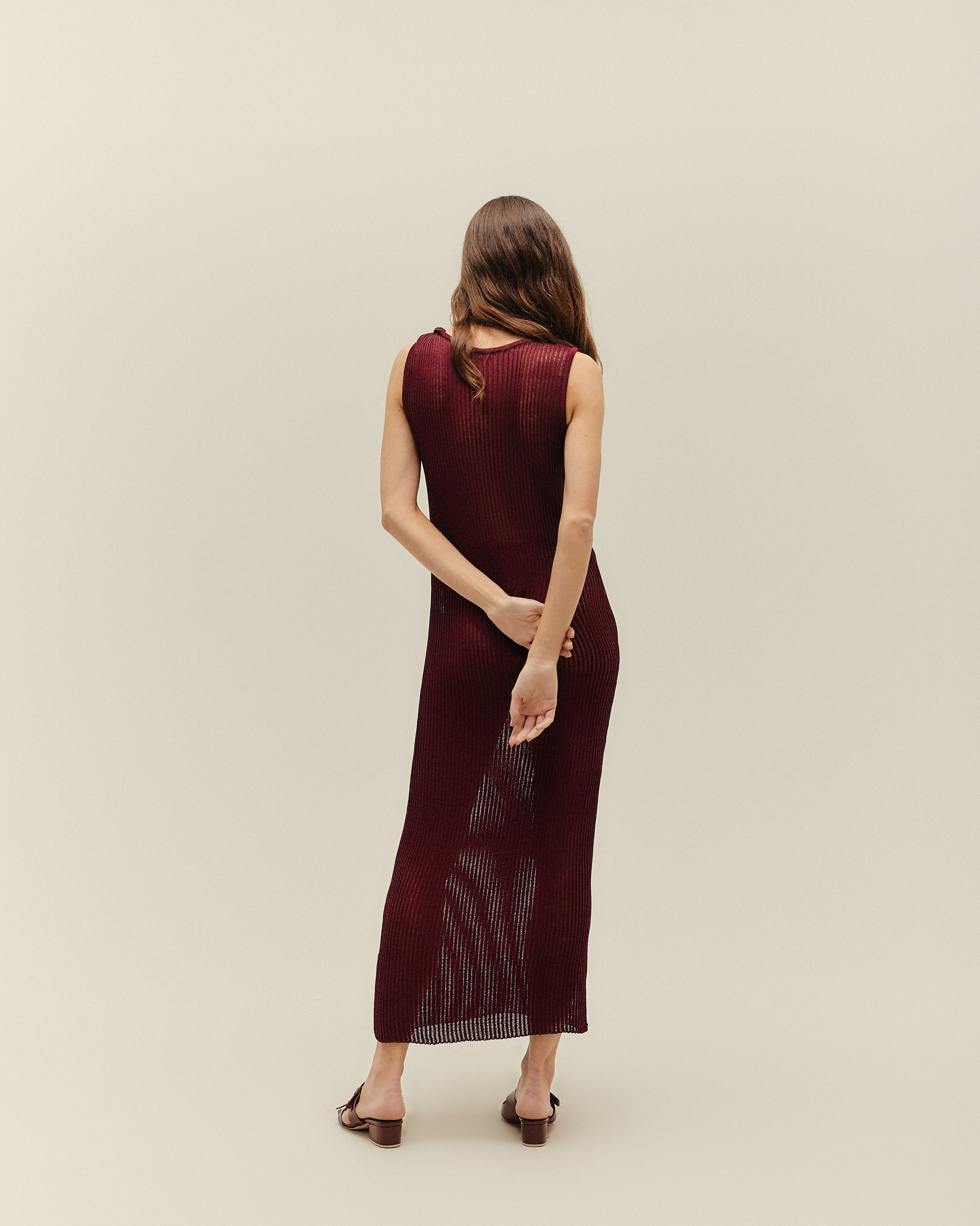 Vestido Torcido Tricot Vinho Marsala