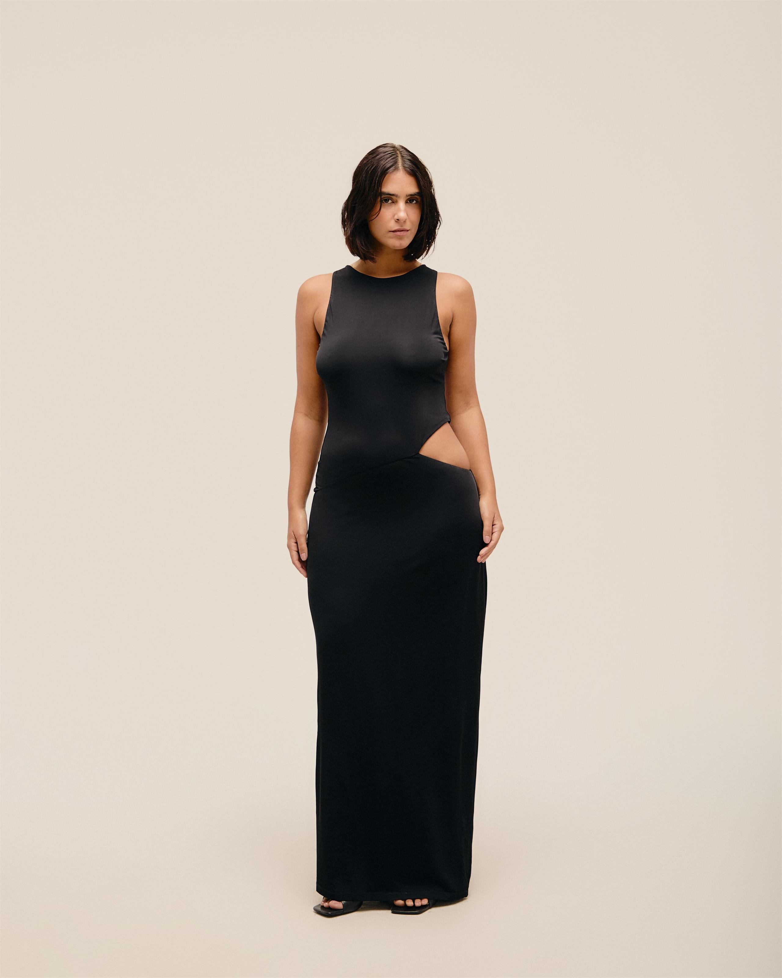 Vestido Vazado Preto